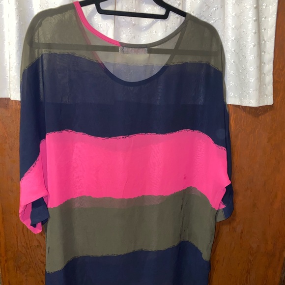 Allegra K sheer multi colored smock tunic sz M - Picture 4 of 4